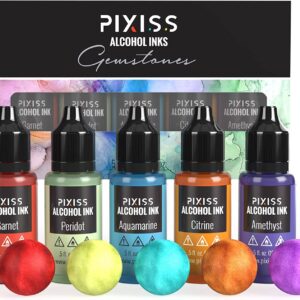 PIXISS Alcohol Ink Set of 5 - Shimmering Gemstone Hues