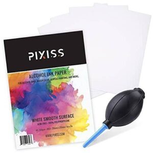 Pixiss – Alcohol Ink Paper (5” x 7”, 25 Sheets & Ink Blower)