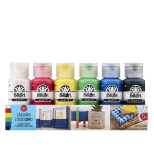 FolkArt – Matte Acrylic Paint Set (Classics, 12 Colors)