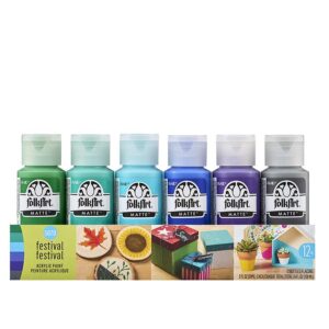 FolkArt – Matte Acrylic Paint Set (Festival, 12 Colors)